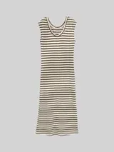 TOM TAILOR DENIM Damen Midi-Kleid mit Streifenmuster, grün, Gestreift – Bild 1