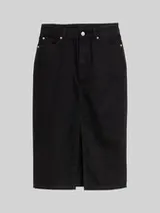TOM TAILOR DENIM Damen Midi-Jeansrock mit Schlitz, schwarz, Uni – Bild 1