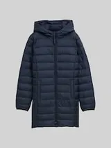 TOM TAILOR DENIM Damen Lightweight Steppmantel mit Kapuze, blau, Uni – Bild 1