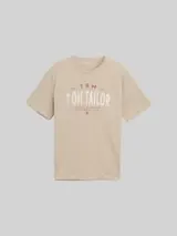 TOM TAILOR Herren T-Shirt mit Logo-Print, braun, Uni – Bild 1