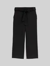 TOM TAILOR DENIM Damen High Waist Culotte Hose mit Bindegürtel, schwarz, Uni – Bild 1
