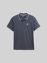 TOM TAILOR Herren Piqué Poloshirt mit Print, grau, Uni – Bild 1