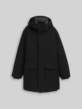 TOM TAILOR DENIM Herren Parka mit wasserabweisender Funktion, schwarz, Uni – Bild 1