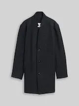 TOM TAILOR DENIM Herren Wollmantel mit Stehkragen, schwarz, Meliert – Bild 1