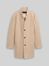 TOM TAILOR DENIM Herren Wollmantel mit Stehkragen, beige, Meliert – Bild 1