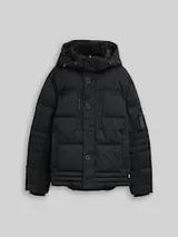 TOM TAILOR Herren Puffer-Jacke mit abnehmbarer Kapuze, schwarz, Uni – Bild 1