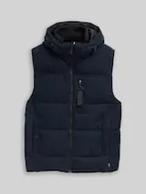TOM TAILOR Herren Puffer Weste mit abnehmbarer Kapuze, blau, Uni – Bild 1