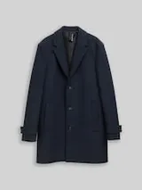TOM TAILOR Herren Wollmantel mit Reverskragen, blau, Fischgrät – Bild 1