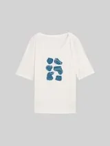 TOM TAILOR Damen T-Shirt mit Print, weiß, Uni – Bild 1