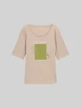 TOM TAILOR Damen T-Shirt mit Print, grau, Uni – Bild 1
