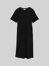 TOM TAILOR DENIM Damen Jersey Midi-Kleid, schwarz, Uni – Bild 1