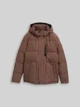 TOM TAILOR Herren Cord Puffer-Jacke mit abnehmbarer Kapuze, braun, Uni – Bild 1