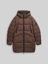 TOM TAILOR Herren Puffer Parka mit Kapuze, braun, Uni – Bild 1