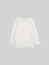 TOM TAILOR DENIM Damen Slim Fit Sweatshirt mit Raffärmeln, weiß, Uni – Bild 1