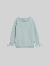 TOM TAILOR DENIM Damen Slim Fit Sweatshirt mit Raffärmeln, blau, Uni – Bild 1