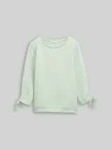 TOM TAILOR DENIM Damen Slim Fit Sweatshirt mit Raffärmeln, grün, Uni – Bild 1