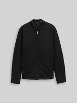 TOM TAILOR Herren Piqué Blouson Jacke mit Bomberkragen, schwarz, Uni – Bild 1