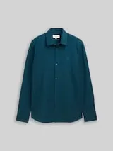 TOM TAILOR DENIM Herren Regular Fit Hemd mit Logo-Stickerei, grün, Uni – Bild 1