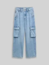 TOM TAILOR Mädchen Wide Leg Cargo Jeans, blau, Uni – Bild 1