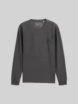 TOM TAILOR DENIM Herren Langarmshirt mit Brusttasche, grau, Uni – Bild 1
