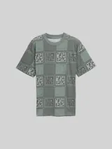 TOM TAILOR DENIM Herren Relaxed Fit T-Shirt mit Muster, grau, Gemustert – Bild 1