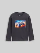 TOM TAILOR Jungen Langarmshirt mit Fotoprint, grau, Uni – Bild 1