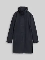 TOM TAILOR Damen Wollmantel mit Stehkragen, braun, Fischgrät – Bild 1