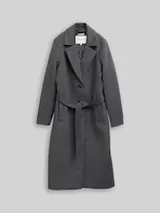 TOM TAILOR Damen Wollmantel mit Gürtel, grau, Meliert – Bild 1