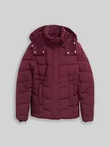 TOM TAILOR Damen Puffer-Jacke mit abnehmbarer Kapuze, rot, Uni – Bild 1