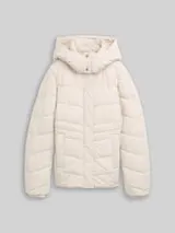 TOM TAILOR Damen Puffer-Jacke mit abnehmbarer Kapuze, weiß, Uni – Bild 1