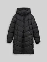 TOM TAILOR Damen Puffer-Mantel mit Kapuze, schwarz, Uni – Bild 1