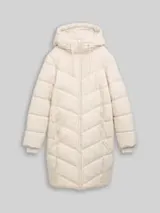 TOM TAILOR Damen Puffer-Mantel mit Kapuze, weiß, Uni – Bild 1