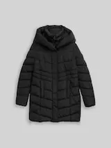 TOM TAILOR Damen Puffer-Mantel im 2-in-1-Look, schwarz, Uni – Bild 1