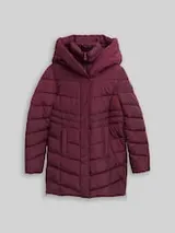 TOM TAILOR Damen Puffer-Mantel im 2-in-1-Look, rot, Uni – Bild 1
