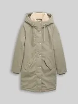 TOM TAILOR Damen Winter Parka mit Kapuze, grün, Uni – Bild 1