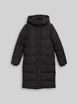 TOM TAILOR Damen Puffer-Mantel mit abnehmbarer Kapuze, schwarz, Uni – Bild 1