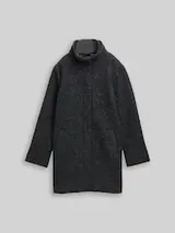 TOM TAILOR DENIM Damen Bouclé Wollmantel mit Stehkragen, grau, Meliert – Bild 1