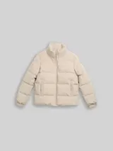 TOM TAILOR DENIM Damen Cord Pufferjacke mit Stehkragen, braun, Uni – Bild 1