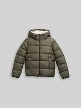 TOM TAILOR DENIM Damen Puffer-Jacke mit Kapuze, grün, Uni – Bild 1