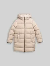 TOM TAILOR DENIM Damen Puffer-Mantel mit Kapuze, braun, Uni – Bild 7