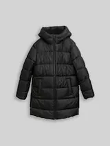 TOM TAILOR DENIM Damen Puffer-Mantel mit Kapuze, schwarz, Uni – Bild 7