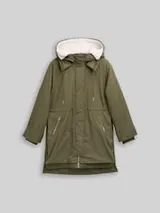 TOM TAILOR DENIM Damen Winter Parka mit Kapuze, grün, Uni – Bild 1