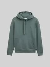 TOM TAILOR DENIM Herren Relaxed Fit Hoodie Sweatshirt mit Rückenprint, grün, Uni – Bild 1