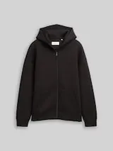TOM TAILOR DENIM Herren Relaxed Fit Hoodie Sweatjacke aus Scuba, schwarz, Uni – Bild 1