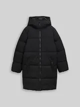 TOM TAILOR Mädchen Puffer-Mantel mit Kapuze, schwarz, Uni – Bild 1
