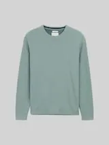 TOM TAILOR Herren Strickpullover aus Baumwolle, grün, Meliert – Bild 1