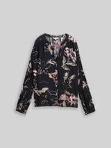 TOM TAILOR Damen Loose Fit Bluse mit Muster, blau, Geblümt – Bild 1