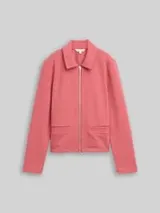 TOM TAILOR Damen Regular Fit Jacke mit Reißverschluss, rot, Uni – Bild 1