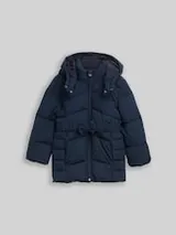 TOM TAILOR Mädchen Puffer-Mantel mit Gürtel, blau, Uni – Bild 1