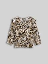 TOM TAILOR DENIM Damen Loose Fit Bluse, braun, Animalprint – Bild 1